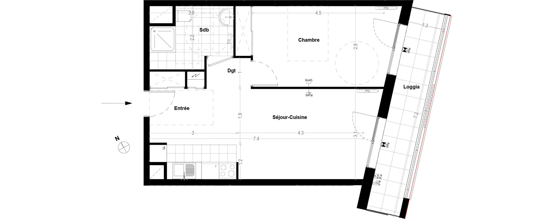 Appartement T2 de 46,40 m2 &agrave; Ris-Orangis Centre