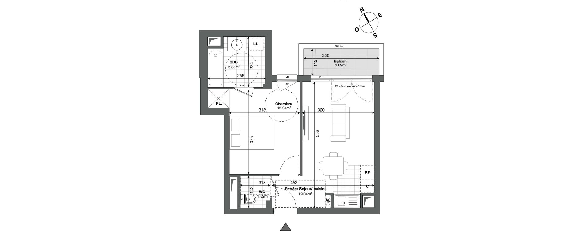 Appartement T2 de 39,14 m2 &agrave; Ris-Orangis Saint lazare - bois de l'&eacute;pine - hippodrome