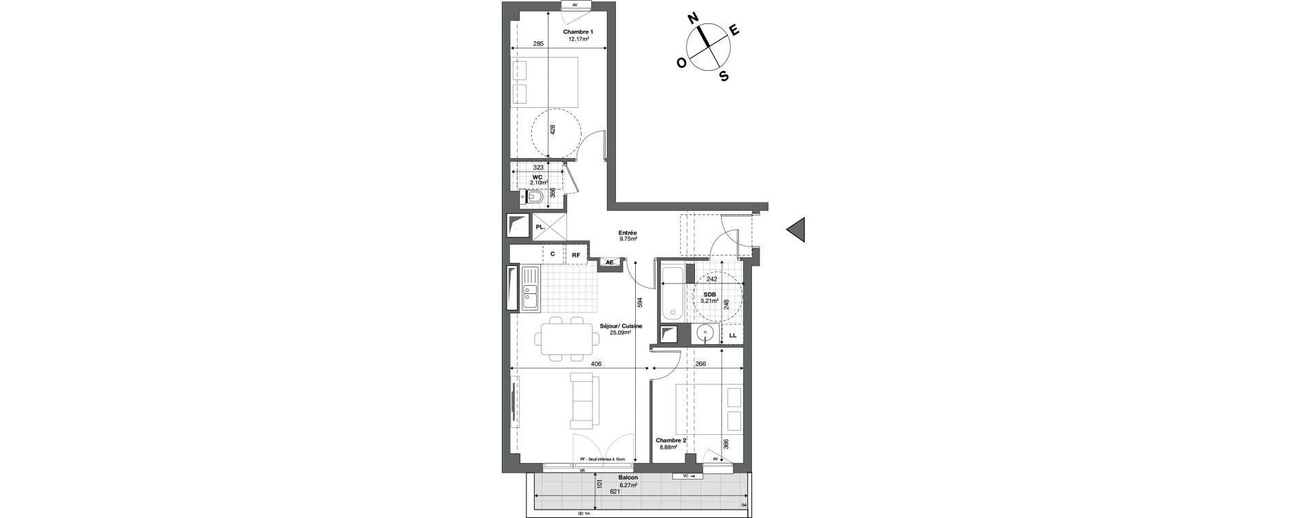 Appartement T3 de 63,20 m2 &agrave; Ris-Orangis Saint lazare - bois de l'&eacute;pine - hippodrome