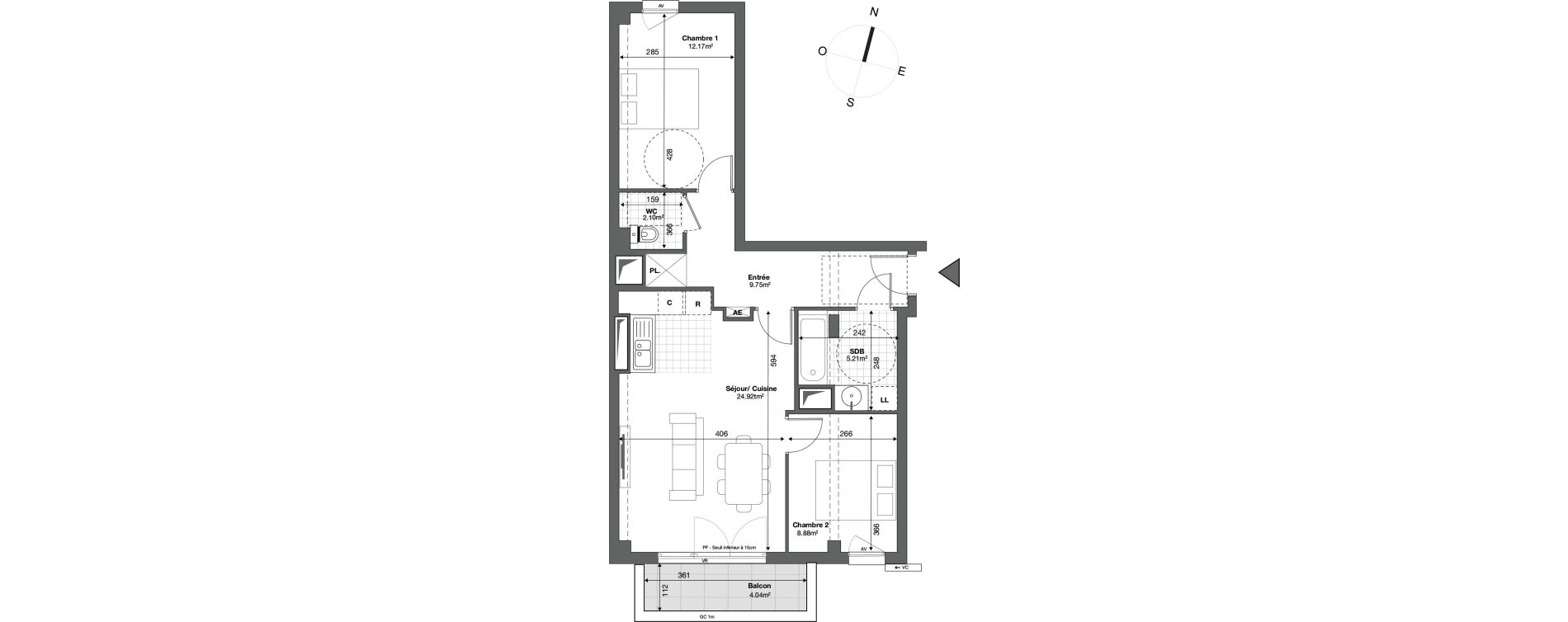 Appartement T3 de 63,03 m2 &agrave; Ris-Orangis Saint lazare - bois de l'&eacute;pine - hippodrome