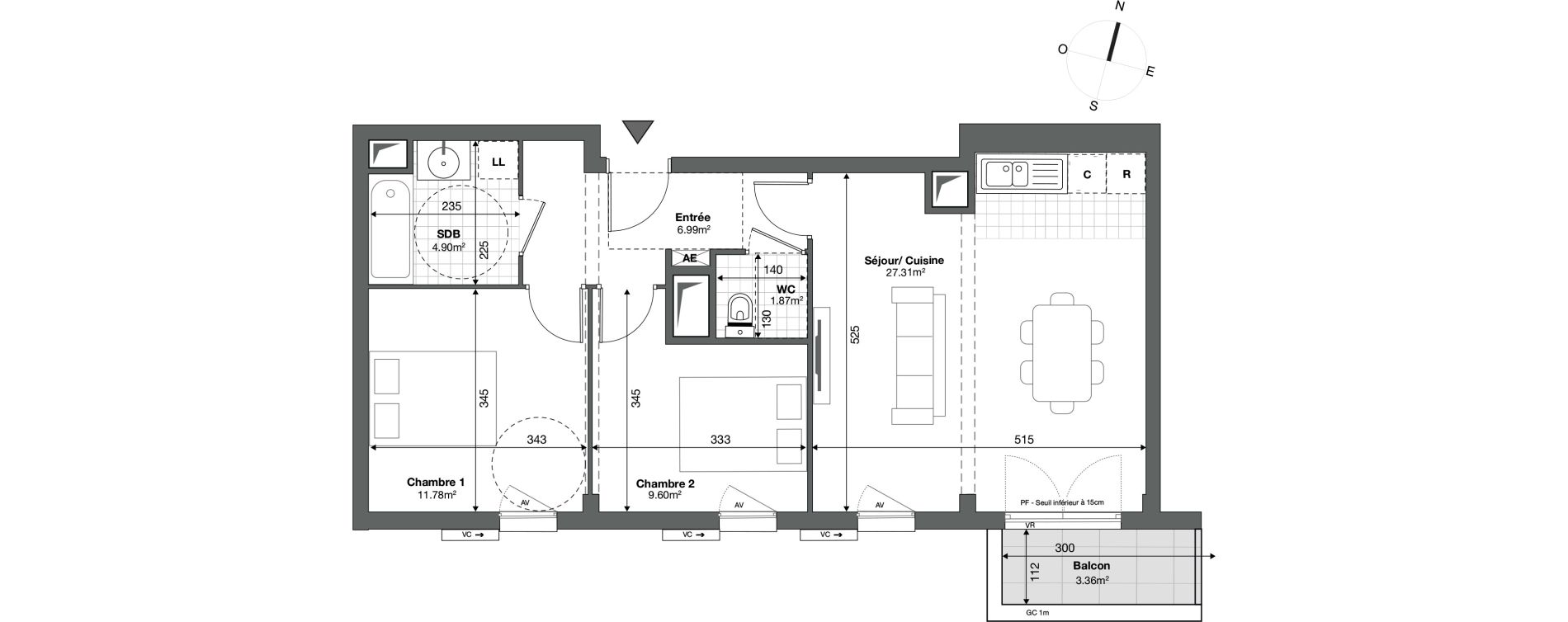 Appartement T3 de 62,46 m2 &agrave; Ris-Orangis Saint lazare - bois de l'&eacute;pine - hippodrome