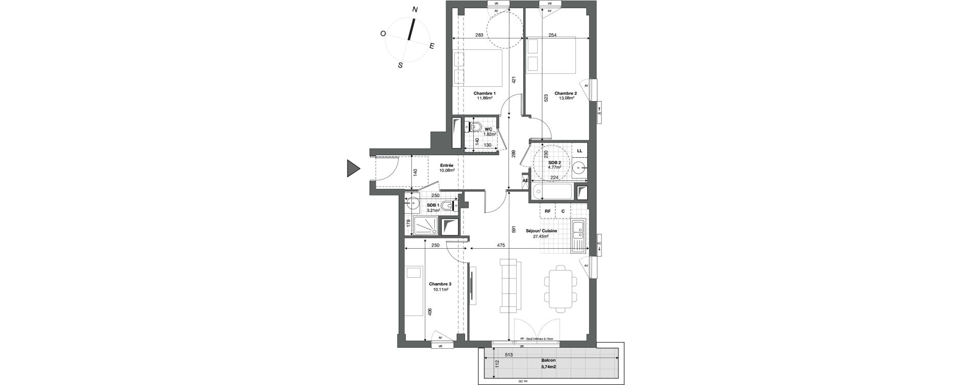 Appartement T4 de 82,31 m2 &agrave; Ris-Orangis Saint lazare - bois de l'&eacute;pine - hippodrome