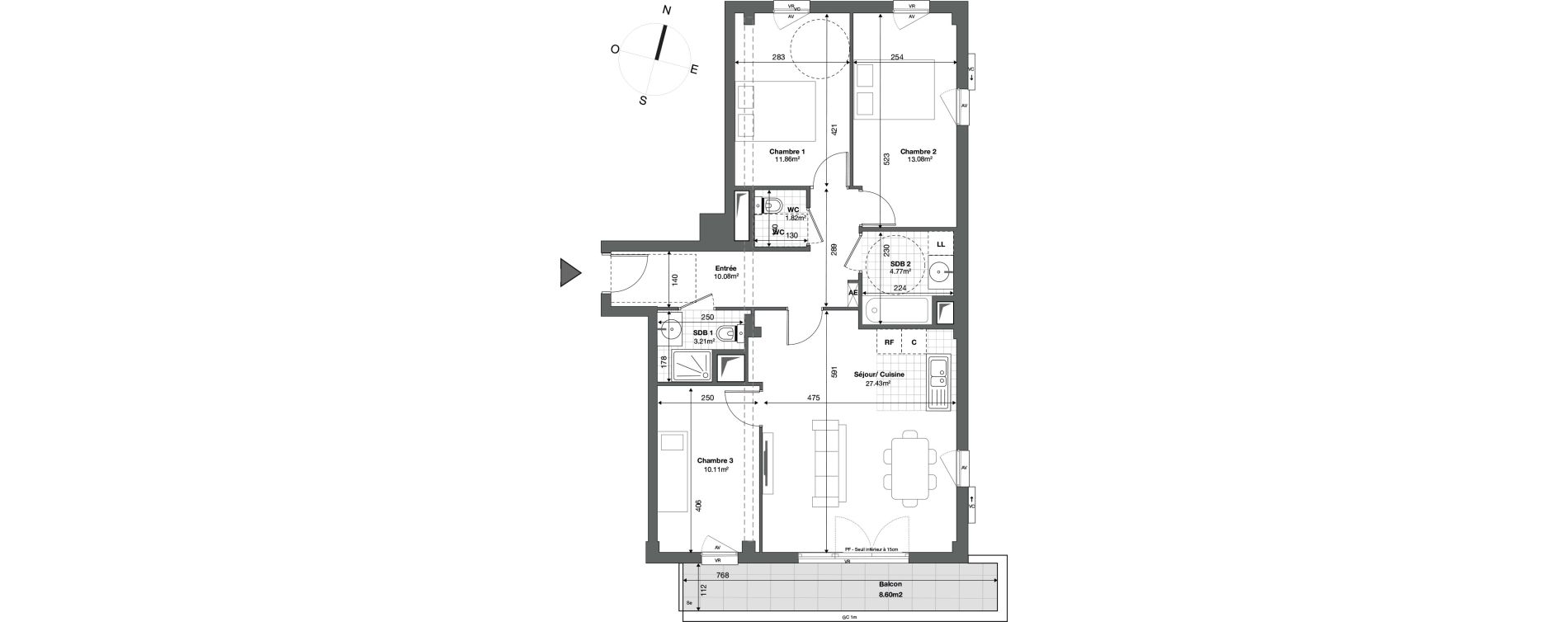 Appartement T4 de 82,31 m2 &agrave; Ris-Orangis Saint lazare - bois de l'&eacute;pine - hippodrome
