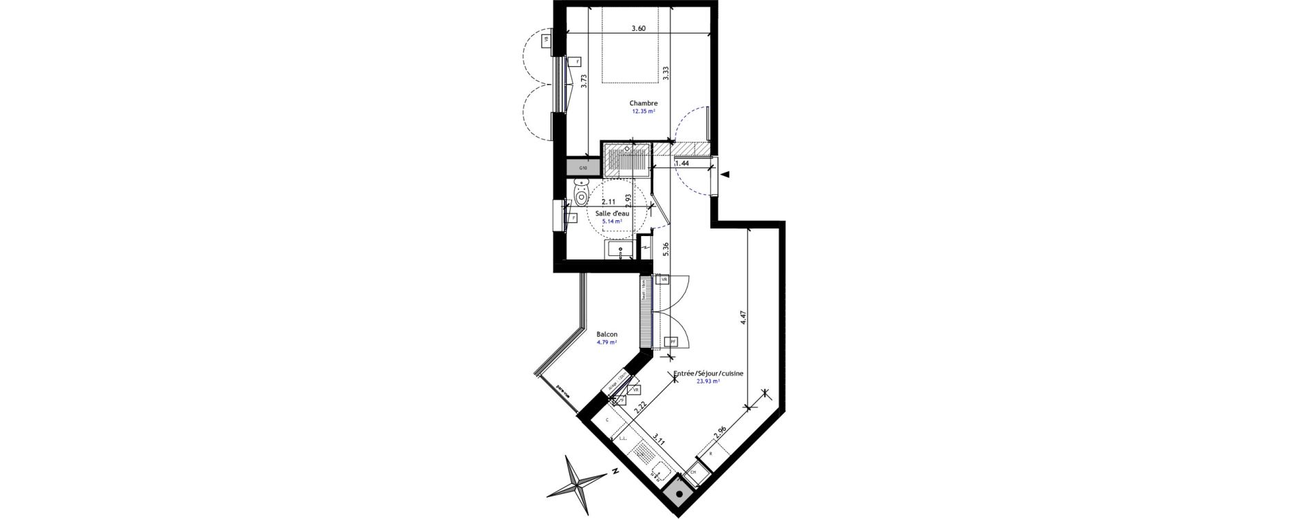 Appartement T2 de 41,41 m2 &agrave; Saint-Germain-L&egrave;s-Arpajon Centre