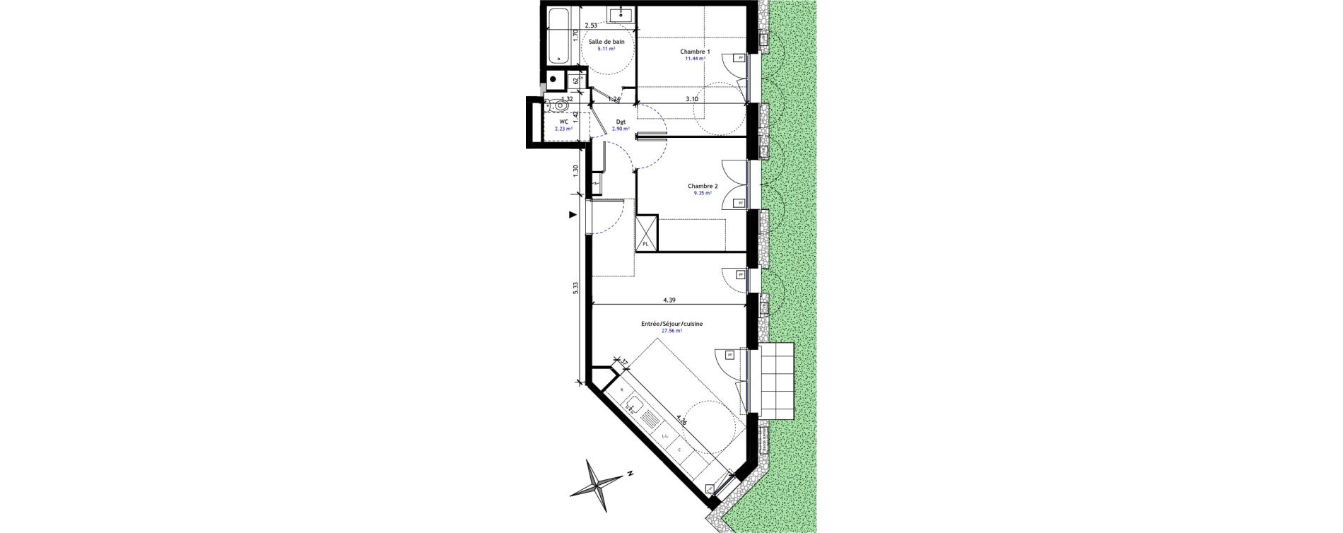 Appartement T3 de 58,59 m2 &agrave; Saint-Germain-L&egrave;s-Arpajon Centre