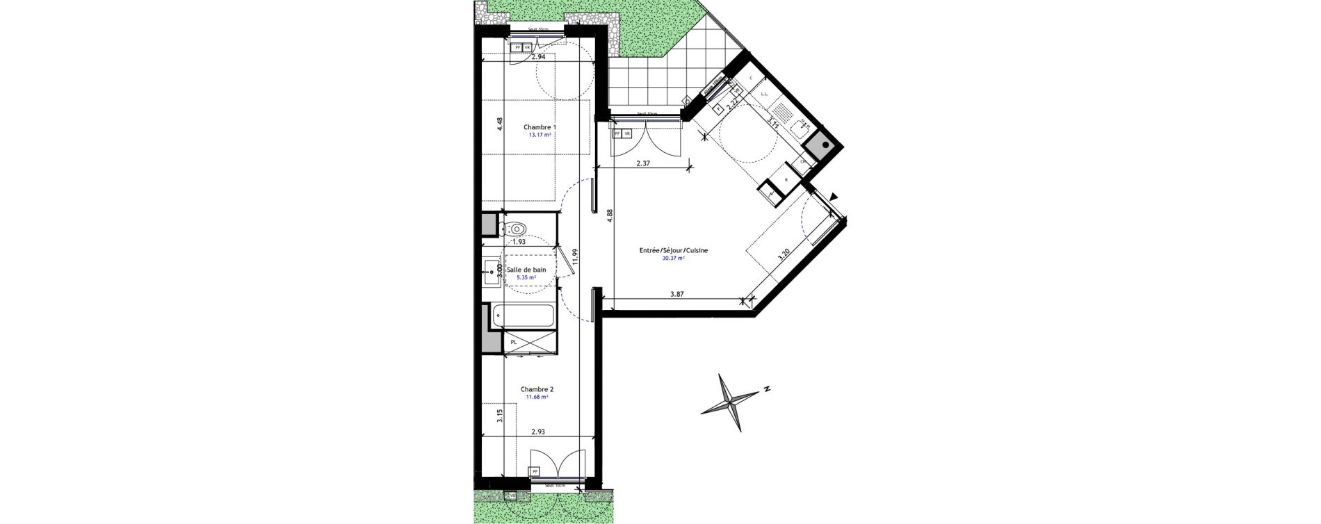 Appartement T3 de 60,57 m2 &agrave; Saint-Germain-L&egrave;s-Arpajon Centre