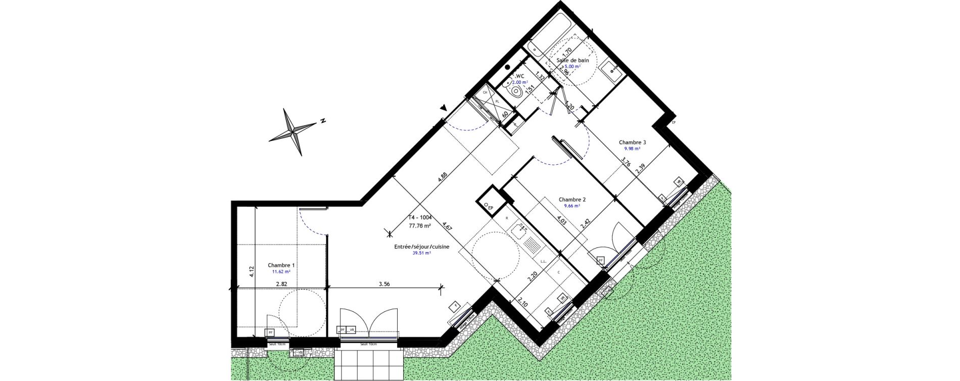 Appartement T4 de 77,76 m2 &agrave; Saint-Germain-L&egrave;s-Arpajon Centre