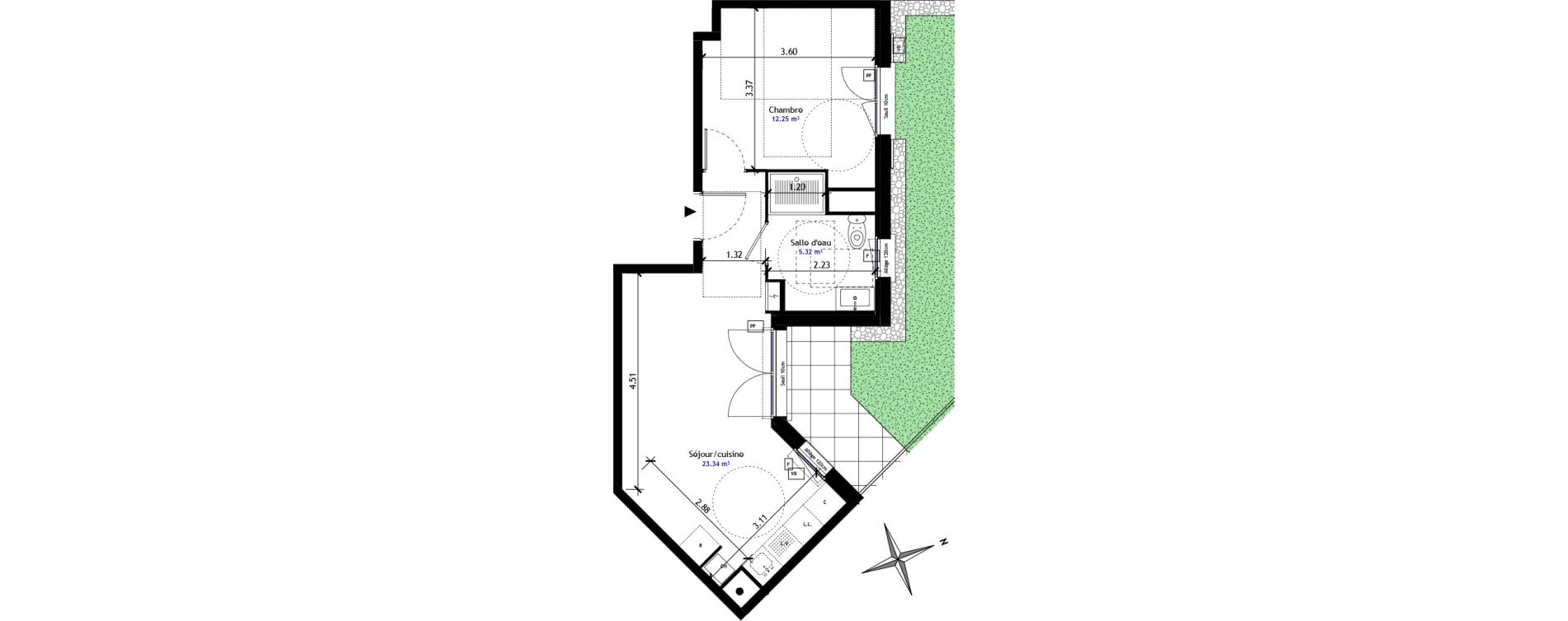 Appartement T2 de 40,91 m2 &agrave; Saint-Germain-L&egrave;s-Arpajon Centre