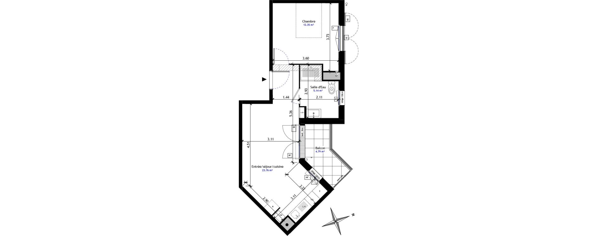 Appartement T2 de 41,25 m2 &agrave; Saint-Germain-L&egrave;s-Arpajon Centre