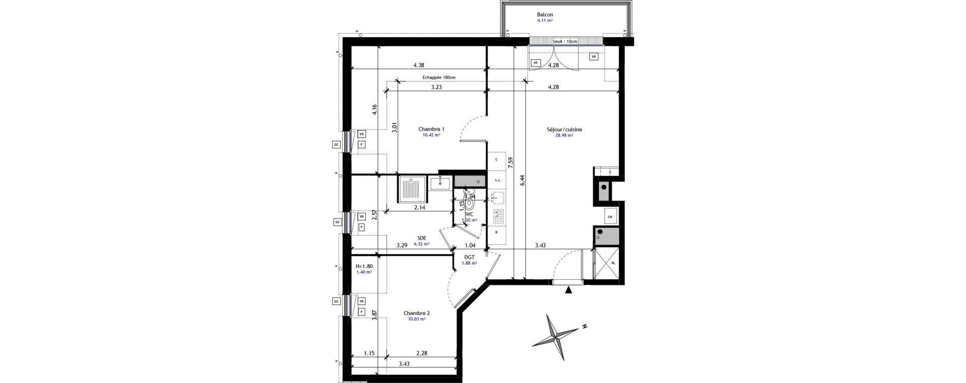 Appartement T3 de 58,83 m2 &agrave; Saint-Germain-L&egrave;s-Arpajon Centre