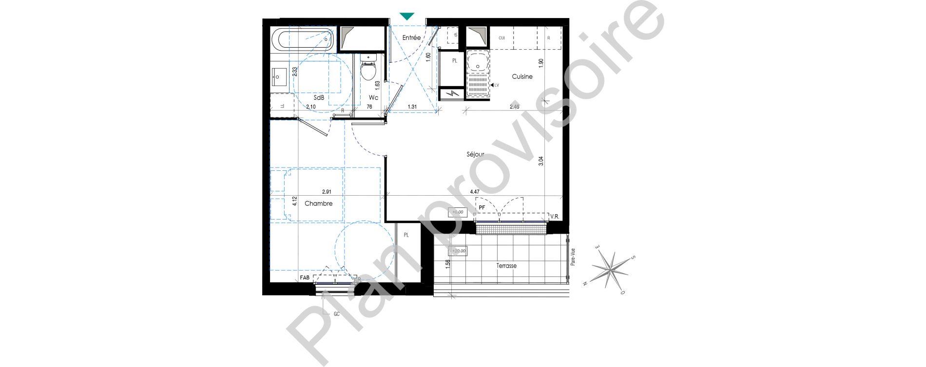 Appartement T2 de 40,40 m2 &agrave; Saint-Pierre-Du-Perray La cle de saint-pierre