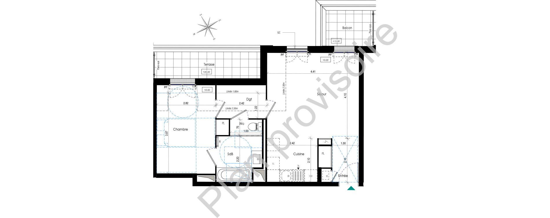 Appartement T2 de 47,29 m2 &agrave; Saint-Pierre-Du-Perray La cle de saint-pierre