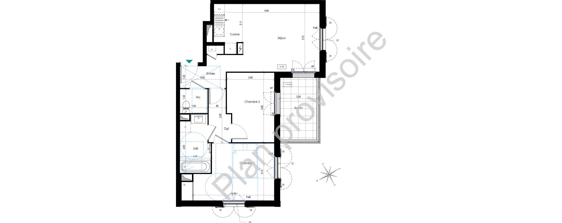 Appartement T3 de 57,19 m2 &agrave; Saint-Pierre-Du-Perray La cle de saint-pierre