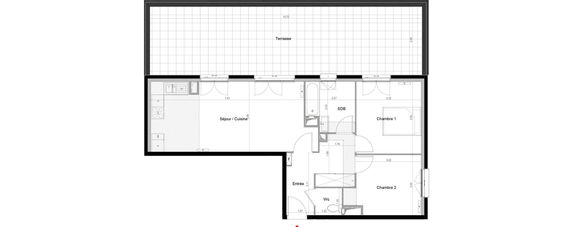 Appartement T3 de 65,06 m2 &agrave; Saint-Pierre-Du-Perray Centre