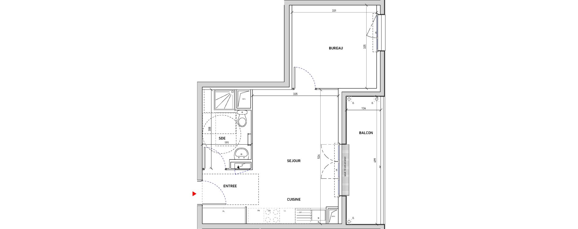 Appartement T1 bis de 37,19 m2 &agrave; Saint-Pierre-Du-Perray La cle de saint-pierre