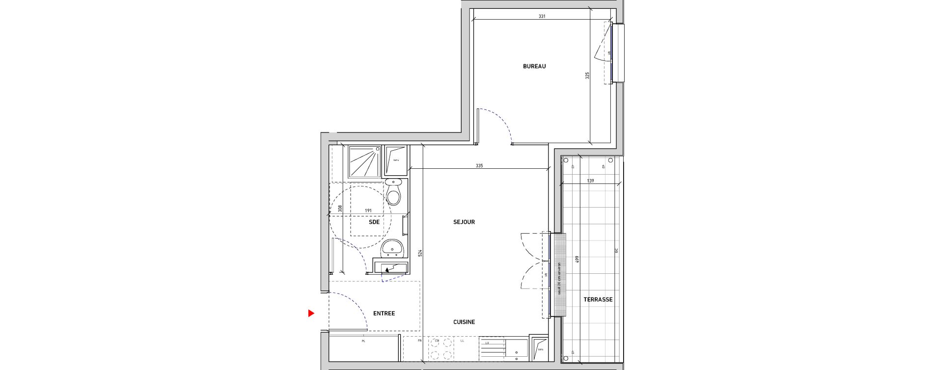 Appartement T1 bis de 37,18 m2 &agrave; Saint-Pierre-Du-Perray La cle de saint-pierre