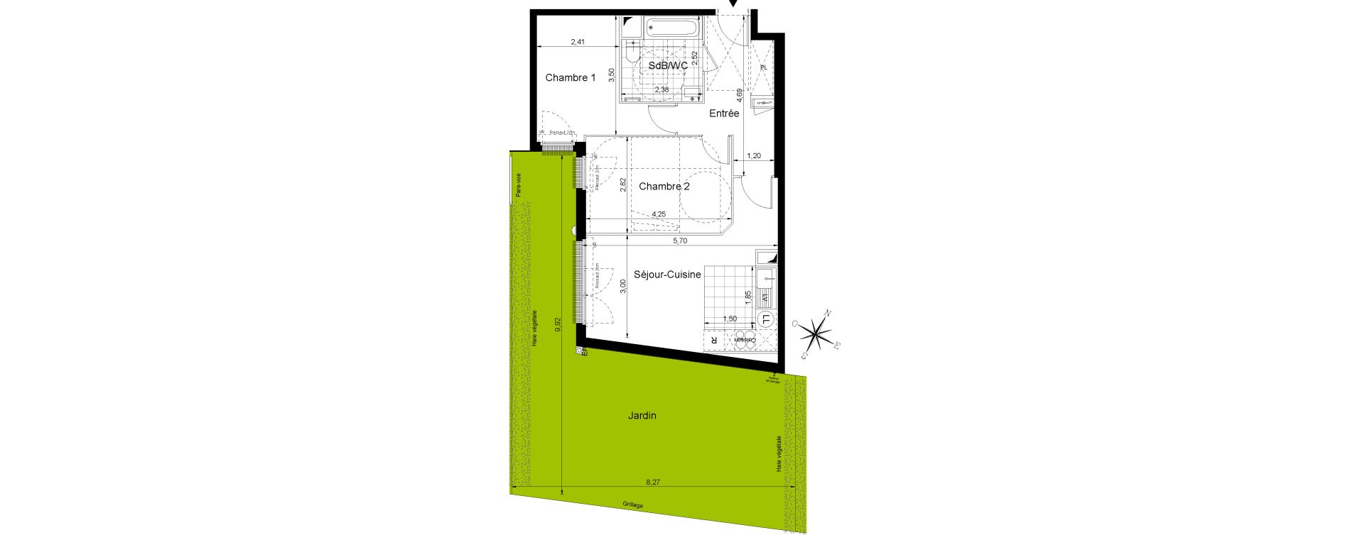 Appartement T3 de 56,35 m2 &agrave; Sainte-Genevi&egrave;ve-Des-Bois Centre