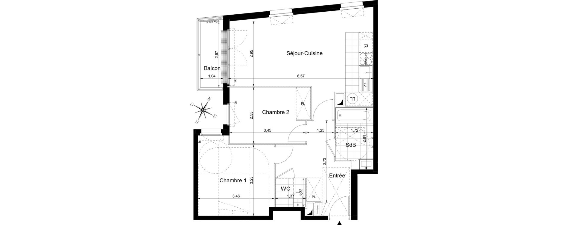 Appartement T3 de 60,25 m2 &agrave; Sainte-Genevi&egrave;ve-Des-Bois Centre