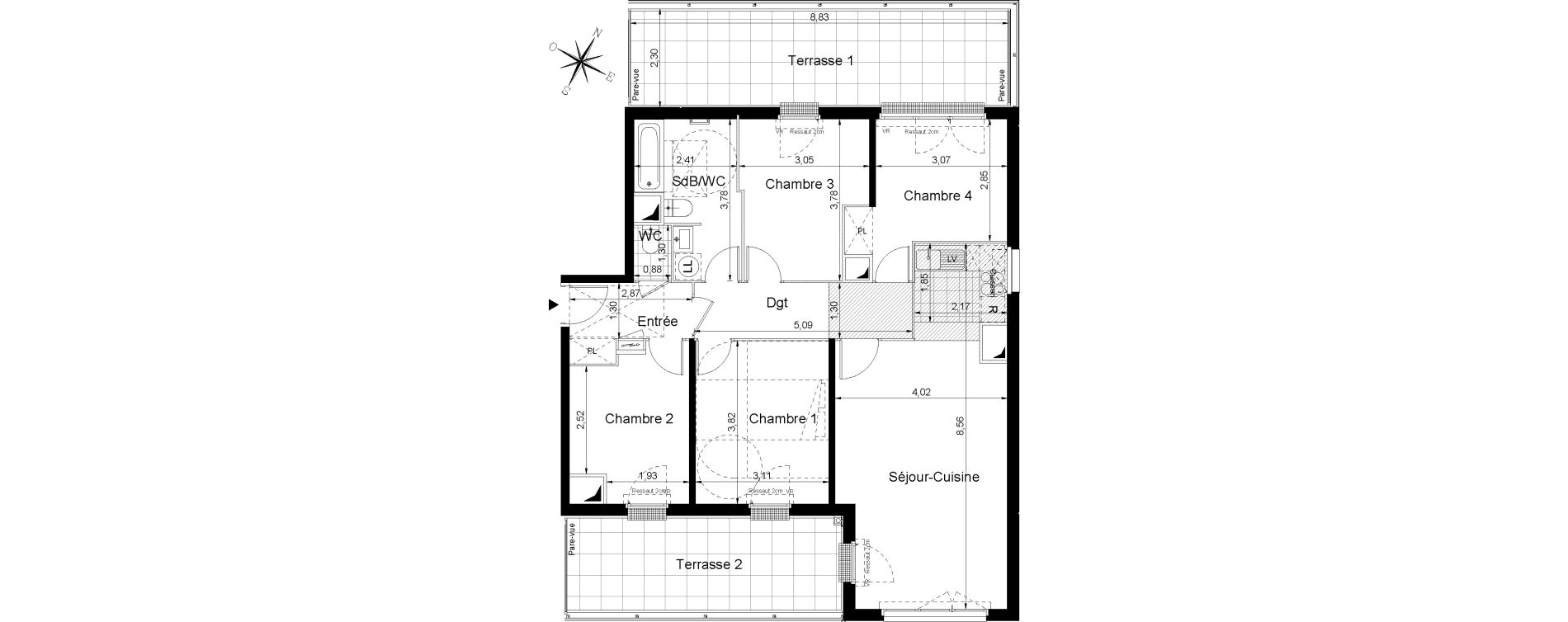 Appartement T5 de 89,80 m2 &agrave; Sainte-Genevi&egrave;ve-Des-Bois Centre