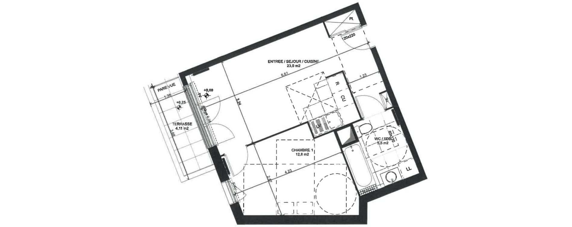 Appartement T2 de 41,40 m2 &agrave; Sainte-Genevi&egrave;ve-Des-Bois Liers