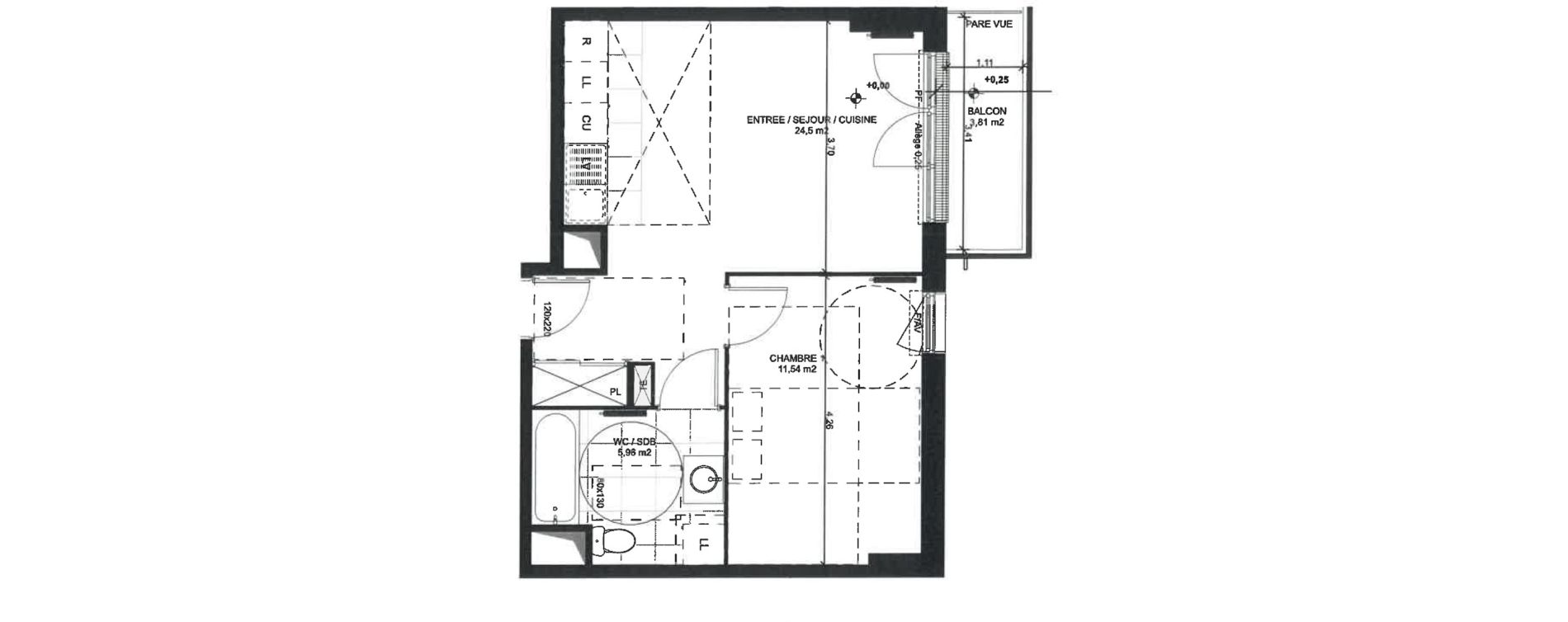 Appartement T2 de 42,00 m2 &agrave; Sainte-Genevi&egrave;ve-Des-Bois Liers