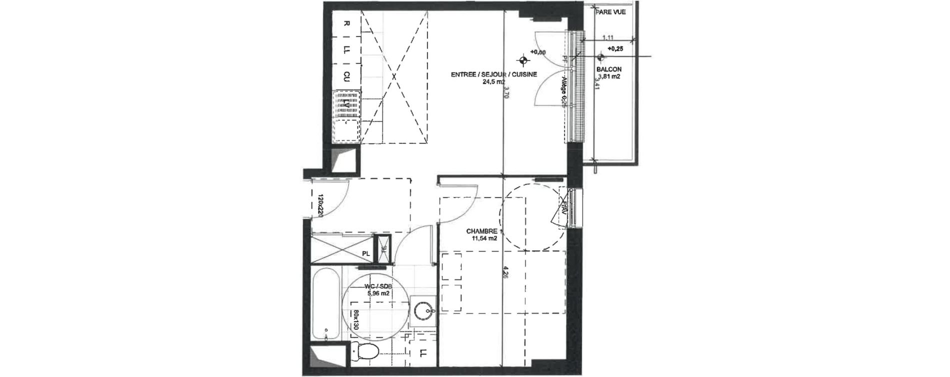 Appartement T2 de 42,00 m2 &agrave; Sainte-Genevi&egrave;ve-Des-Bois Liers