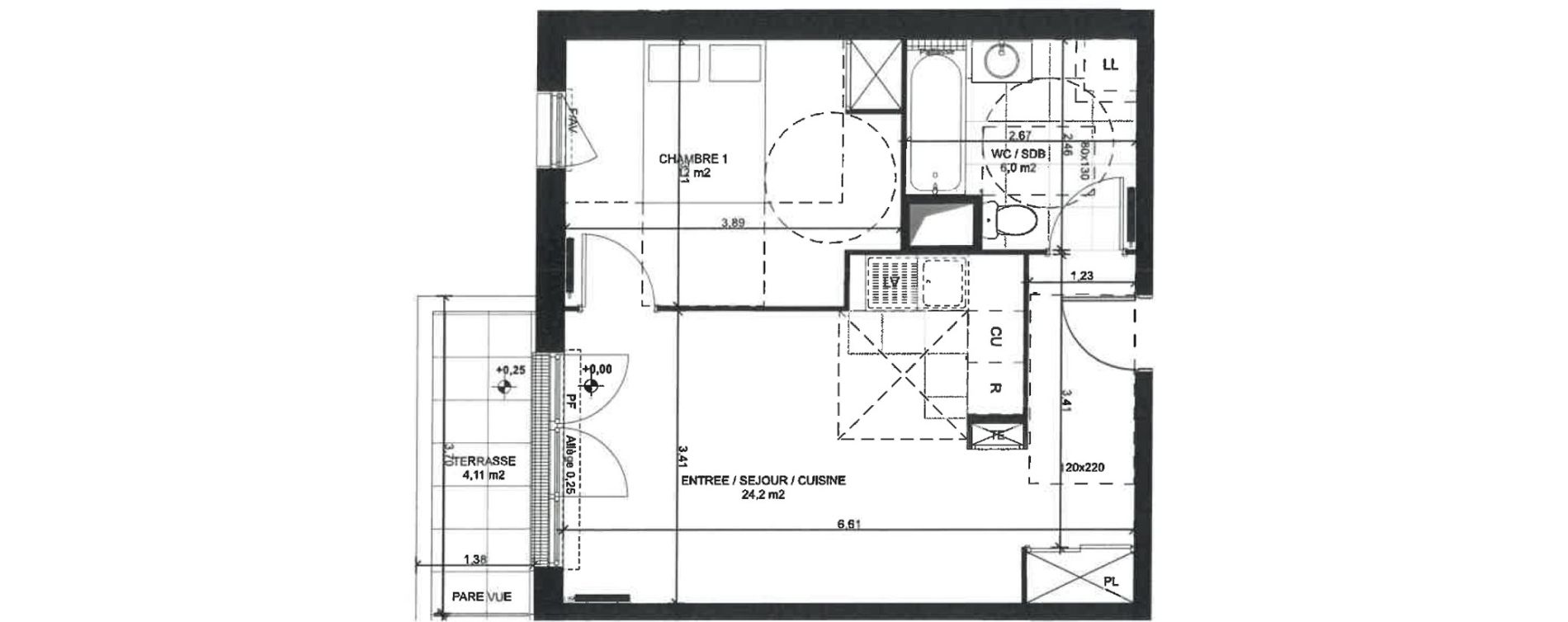 Appartement T2 de 42,20 m2 &agrave; Sainte-Genevi&egrave;ve-Des-Bois Liers