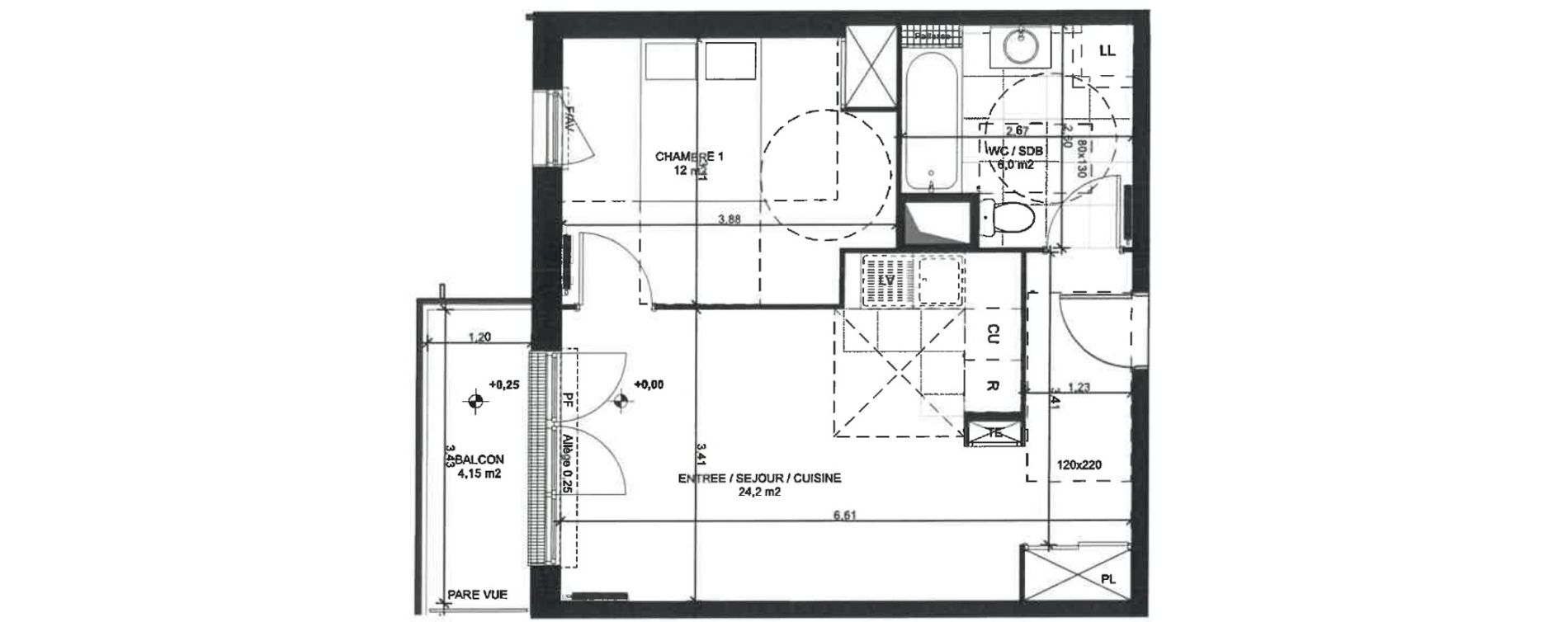 Appartement T2 de 42,20 m2 &agrave; Sainte-Genevi&egrave;ve-Des-Bois Liers