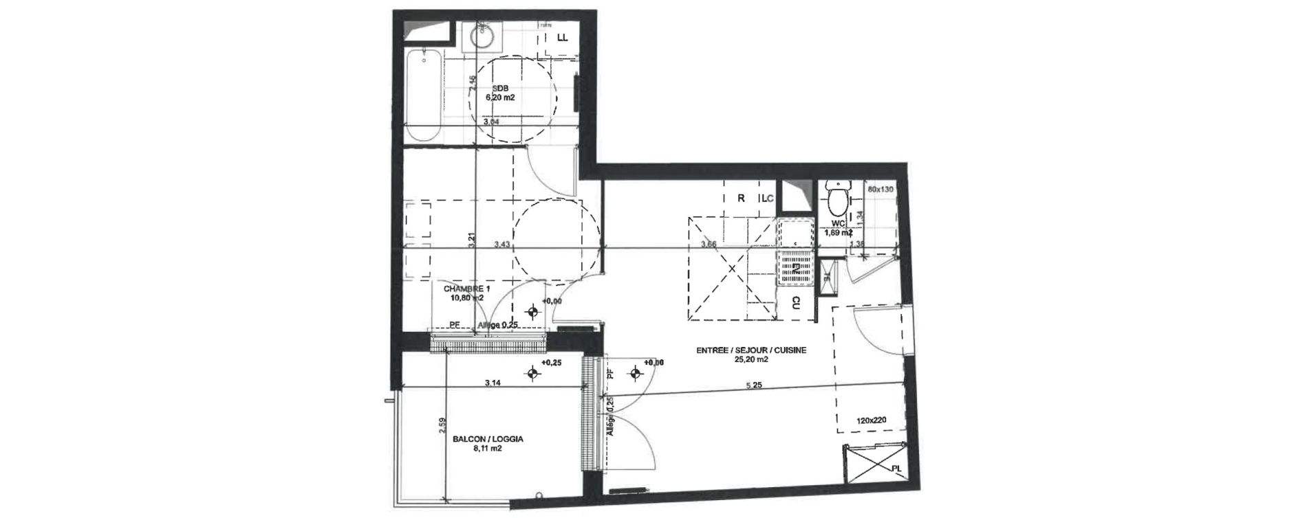 Appartement T2 de 44,09 m2 &agrave; Sainte-Genevi&egrave;ve-Des-Bois Liers