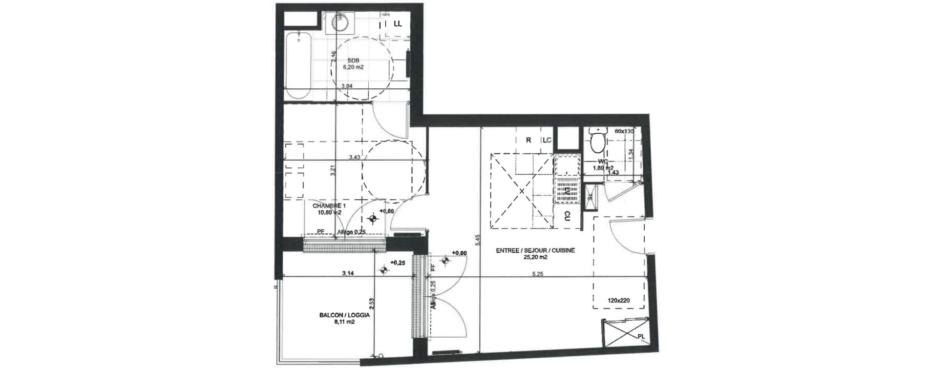 Appartement T2 de 44,09 m2 &agrave; Sainte-Genevi&egrave;ve-Des-Bois Liers