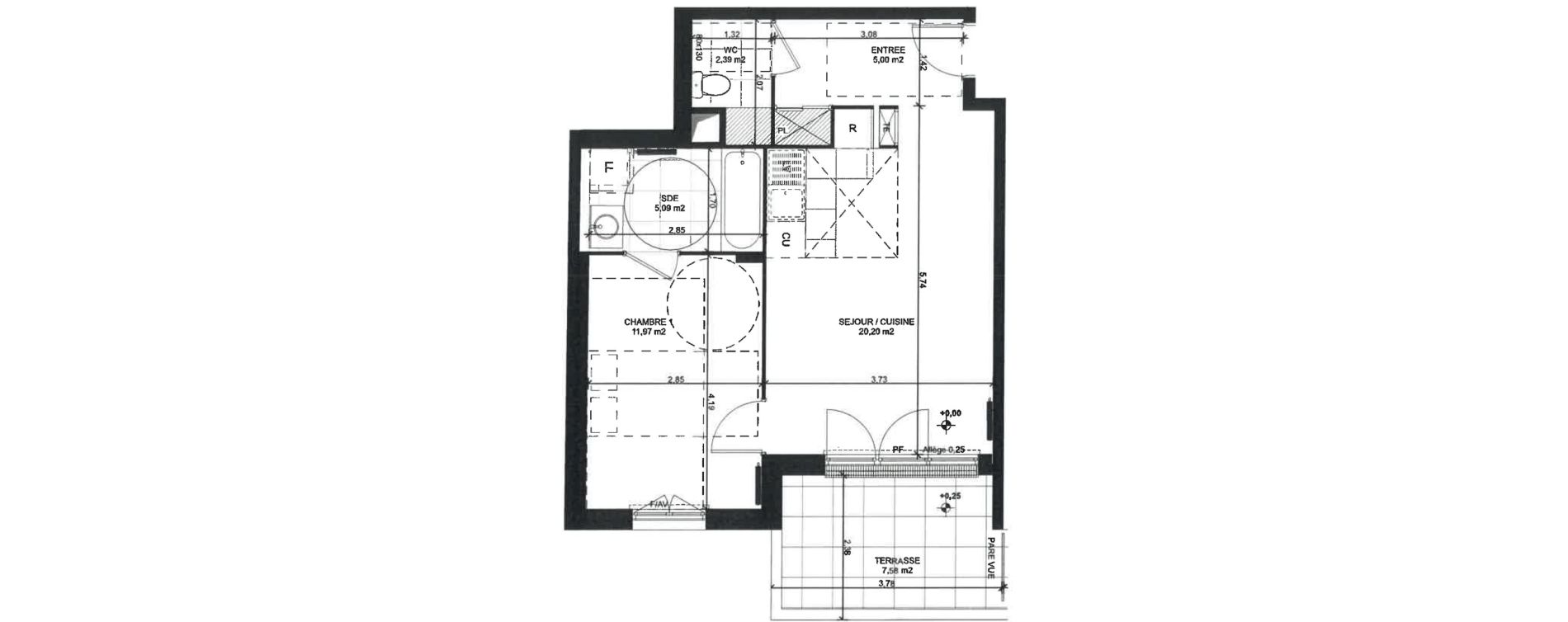 Appartement T2 de 44,65 m2 &agrave; Sainte-Genevi&egrave;ve-Des-Bois Liers