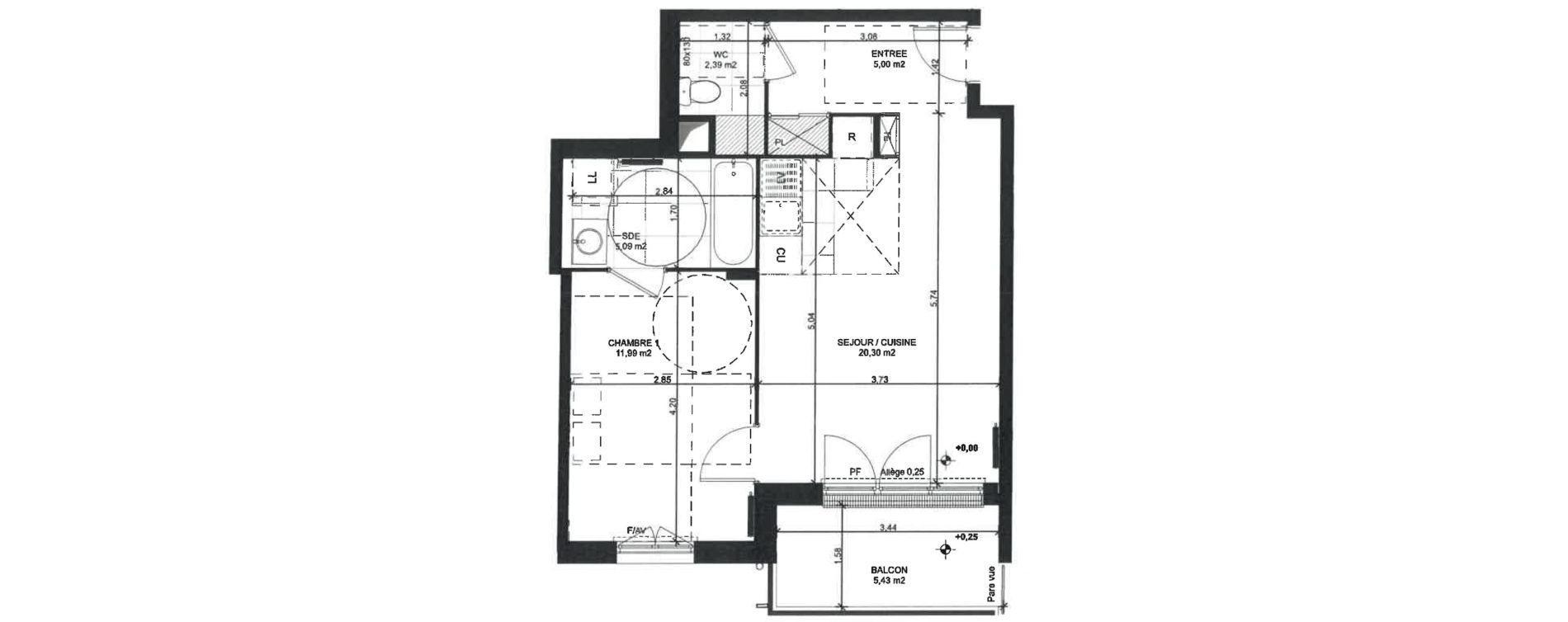 Appartement T2 de 44,65 m2 &agrave; Sainte-Genevi&egrave;ve-Des-Bois Liers