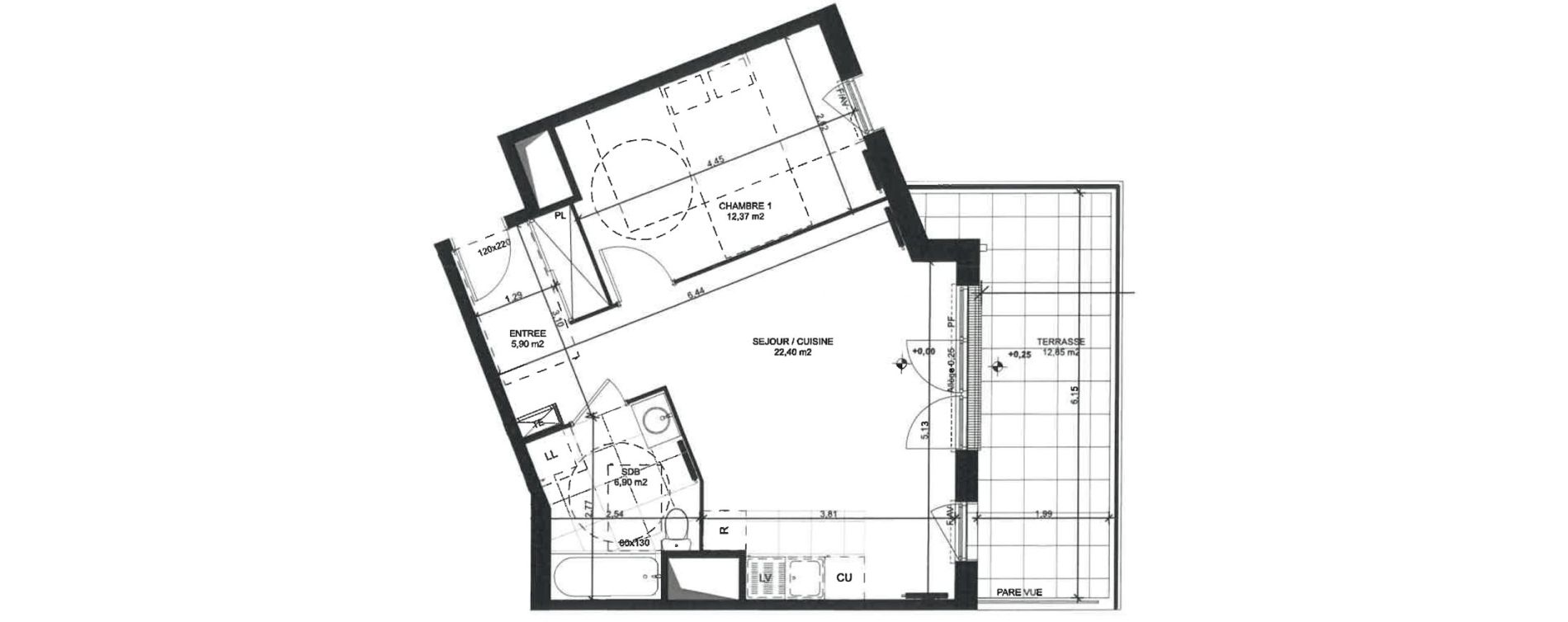 Appartement T2 de 47,57 m2 &agrave; Sainte-Genevi&egrave;ve-Des-Bois Liers