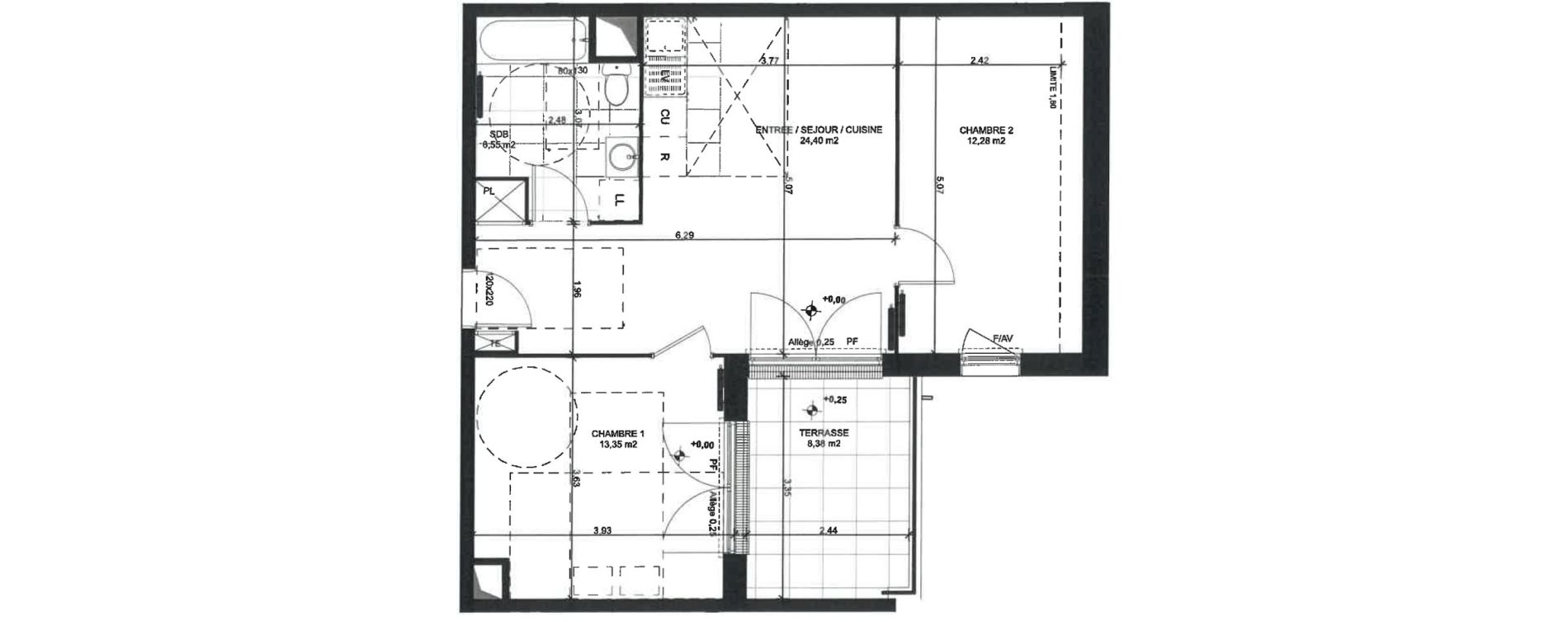 Appartement T3 de 56,09 m2 &agrave; Sainte-Genevi&egrave;ve-Des-Bois Liers