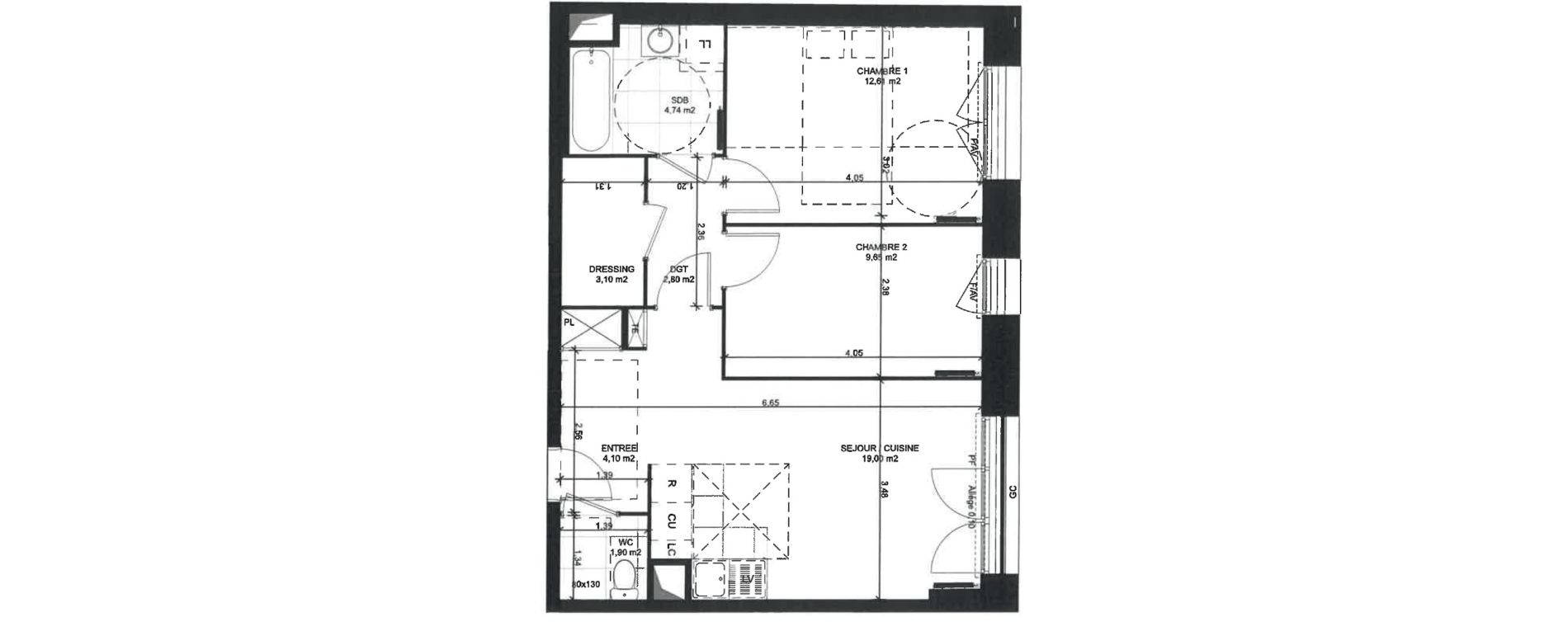 Appartement T3 de 58,00 m2 &agrave; Sainte-Genevi&egrave;ve-Des-Bois Liers