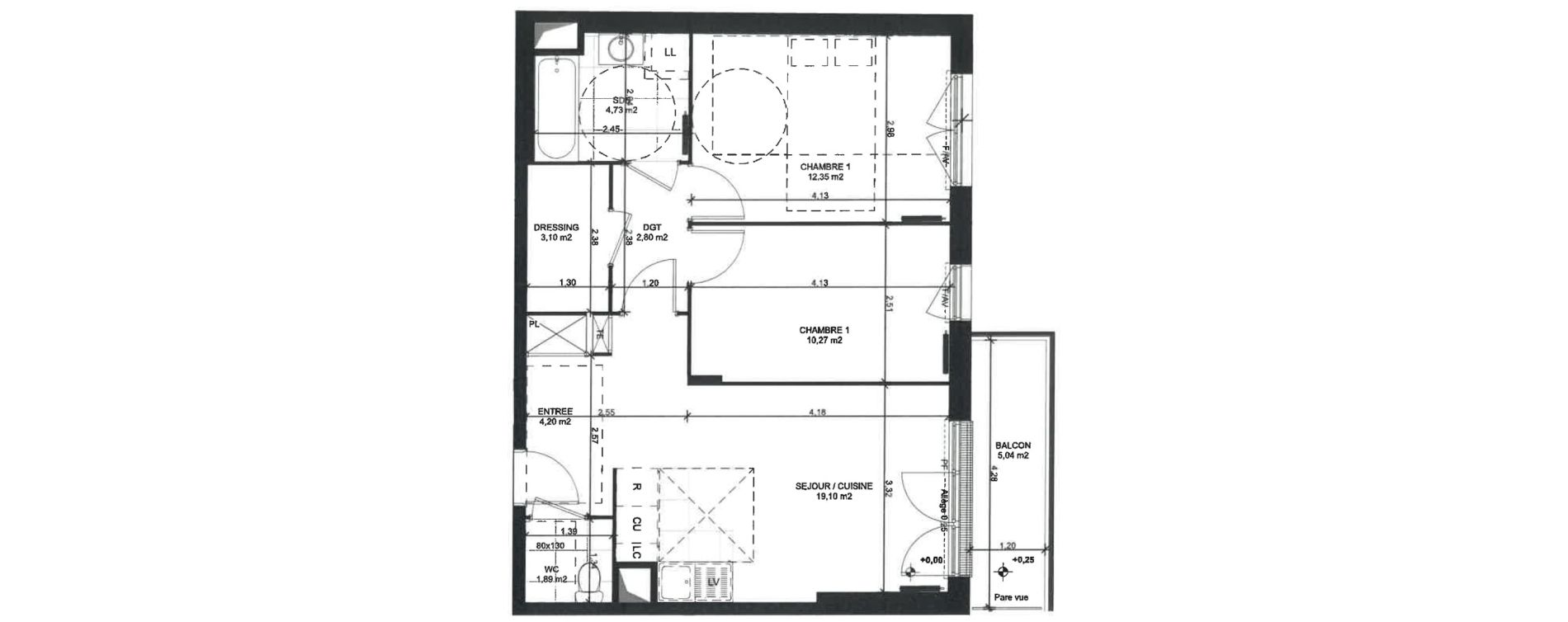 Appartement T3 de 58,44 m2 &agrave; Sainte-Genevi&egrave;ve-Des-Bois Liers