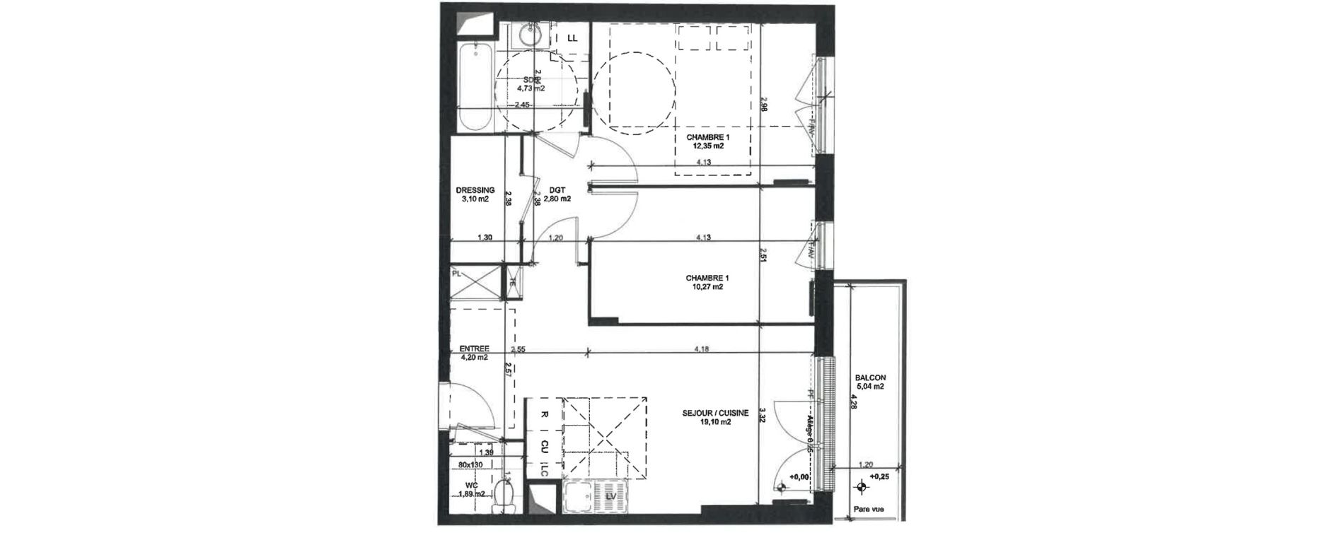 Appartement T3 de 58,44 m2 &agrave; Sainte-Genevi&egrave;ve-Des-Bois Liers