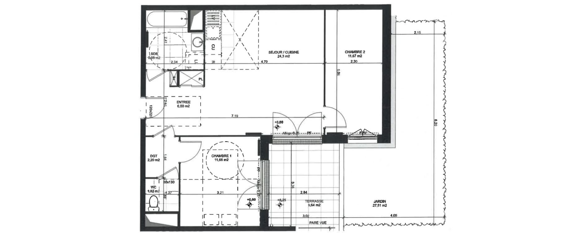 Appartement T3 de 62,27 m2 &agrave; Sainte-Genevi&egrave;ve-Des-Bois Liers