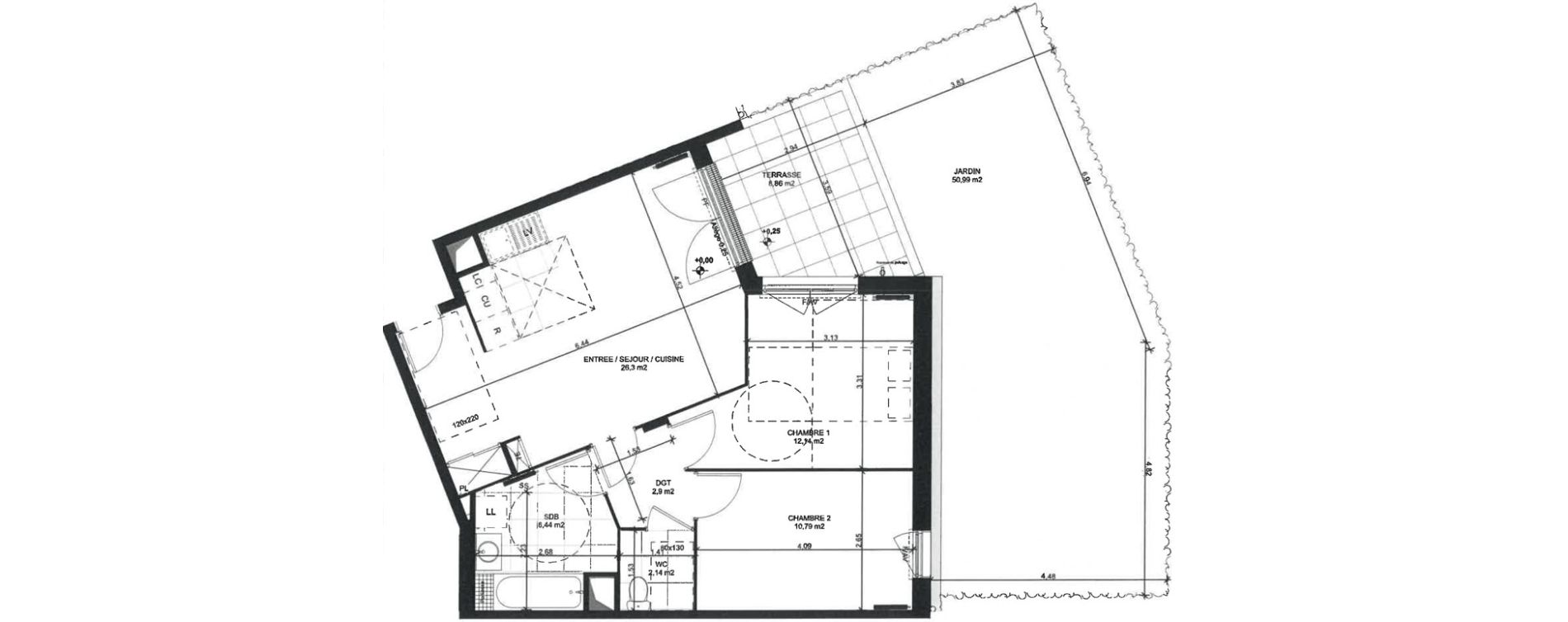 Appartement T3 de 60,71 m2 &agrave; Sainte-Genevi&egrave;ve-Des-Bois Liers