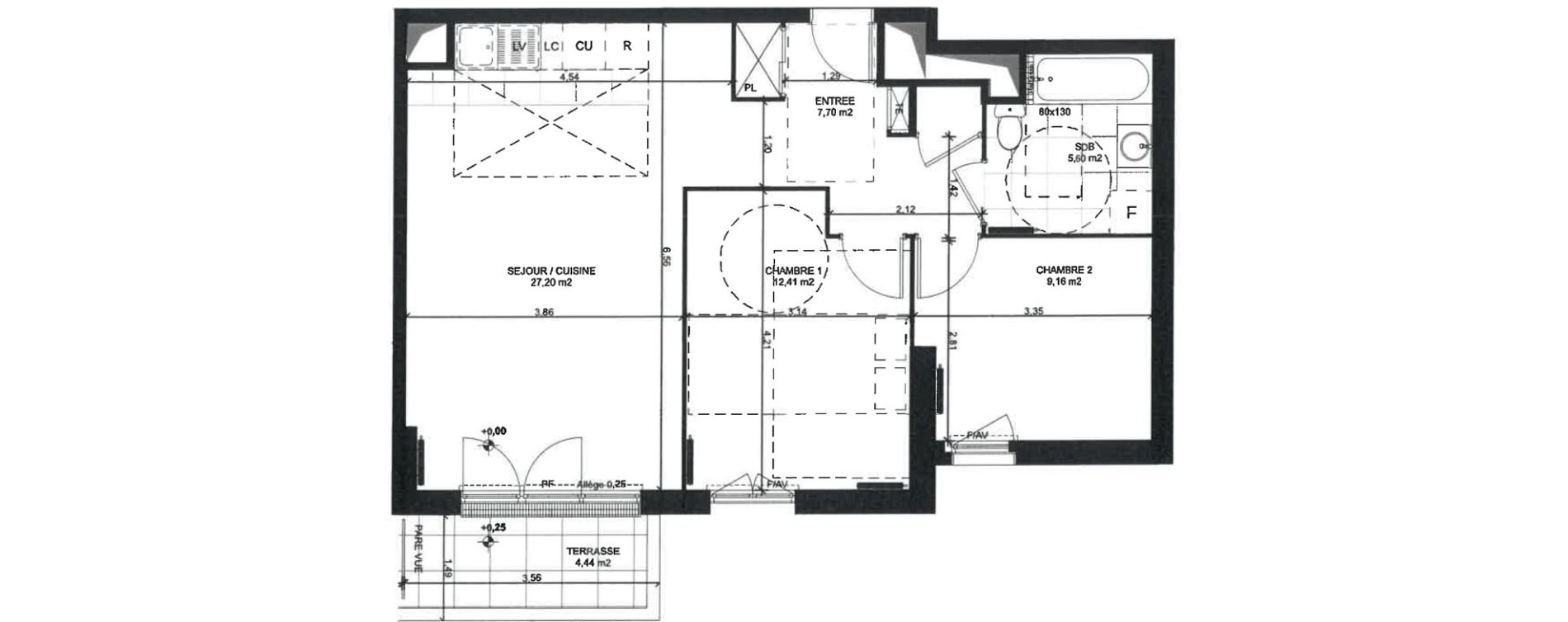 Appartement T3 de 62,07 m2 &agrave; Sainte-Genevi&egrave;ve-Des-Bois Liers