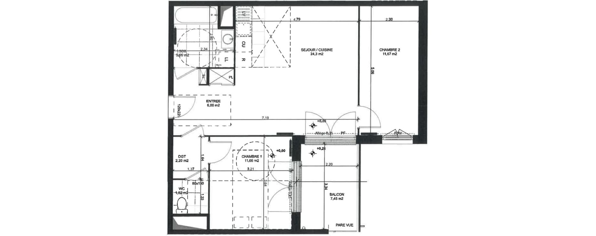 Appartement T3 de 62,27 m2 &agrave; Sainte-Genevi&egrave;ve-Des-Bois Liers