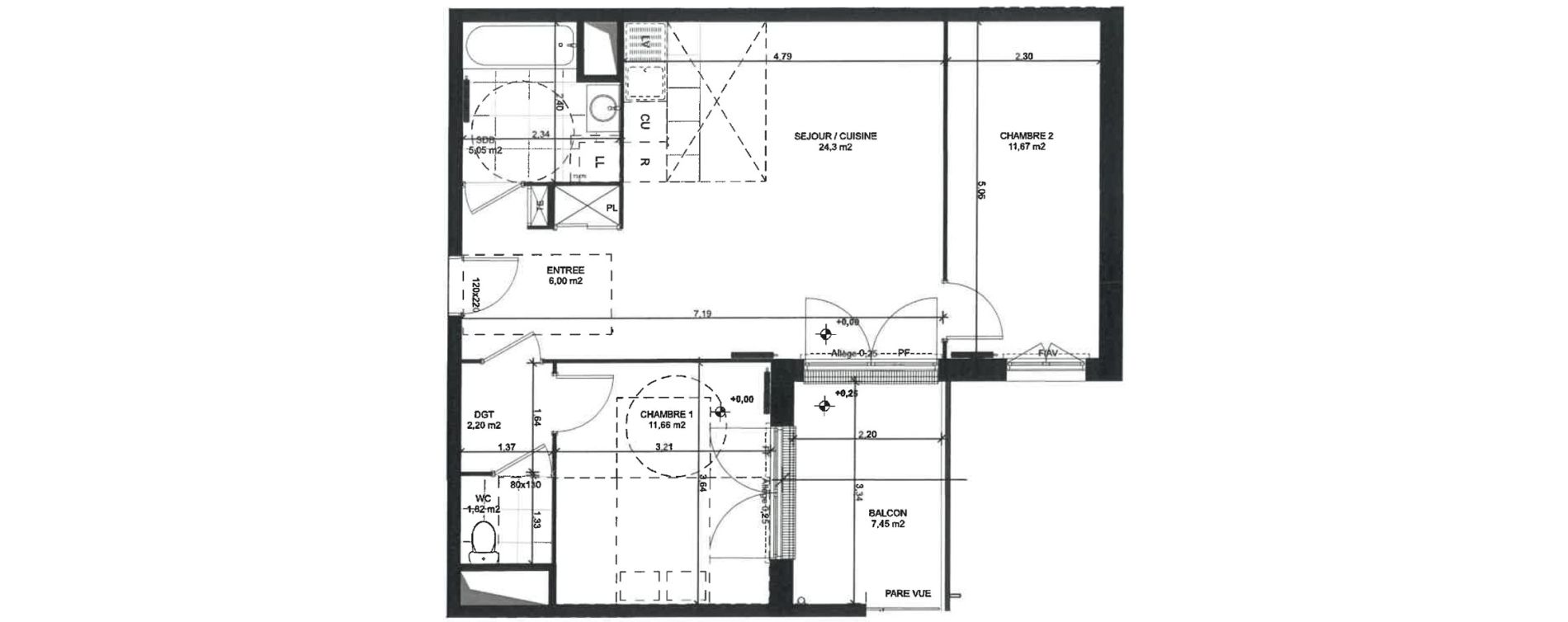 Appartement T3 de 62,27 m2 &agrave; Sainte-Genevi&egrave;ve-Des-Bois Liers