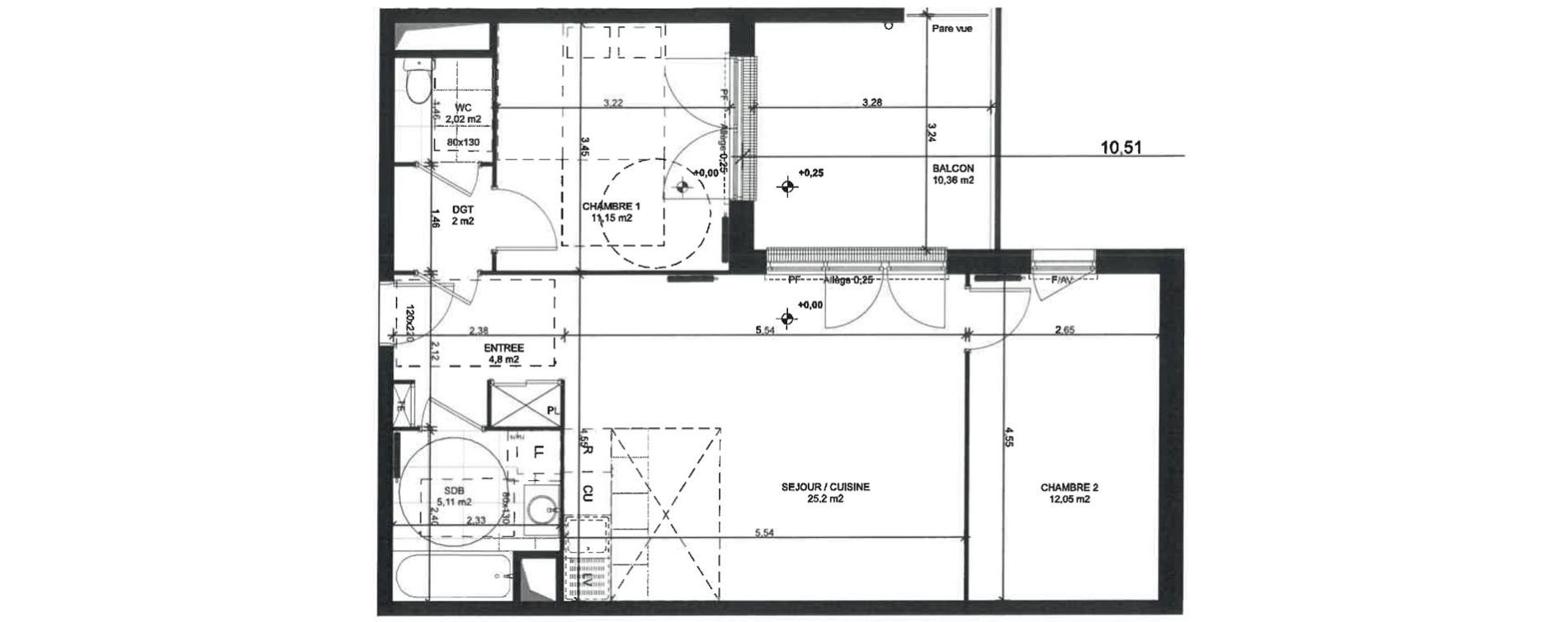 Appartement T3 de 62,28 m2 &agrave; Sainte-Genevi&egrave;ve-Des-Bois Liers