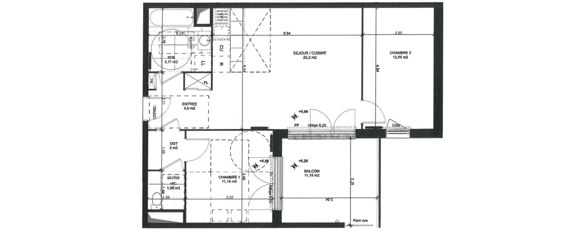 Appartement T3 de 62,28 m2 &agrave; Sainte-Genevi&egrave;ve-Des-Bois Liers