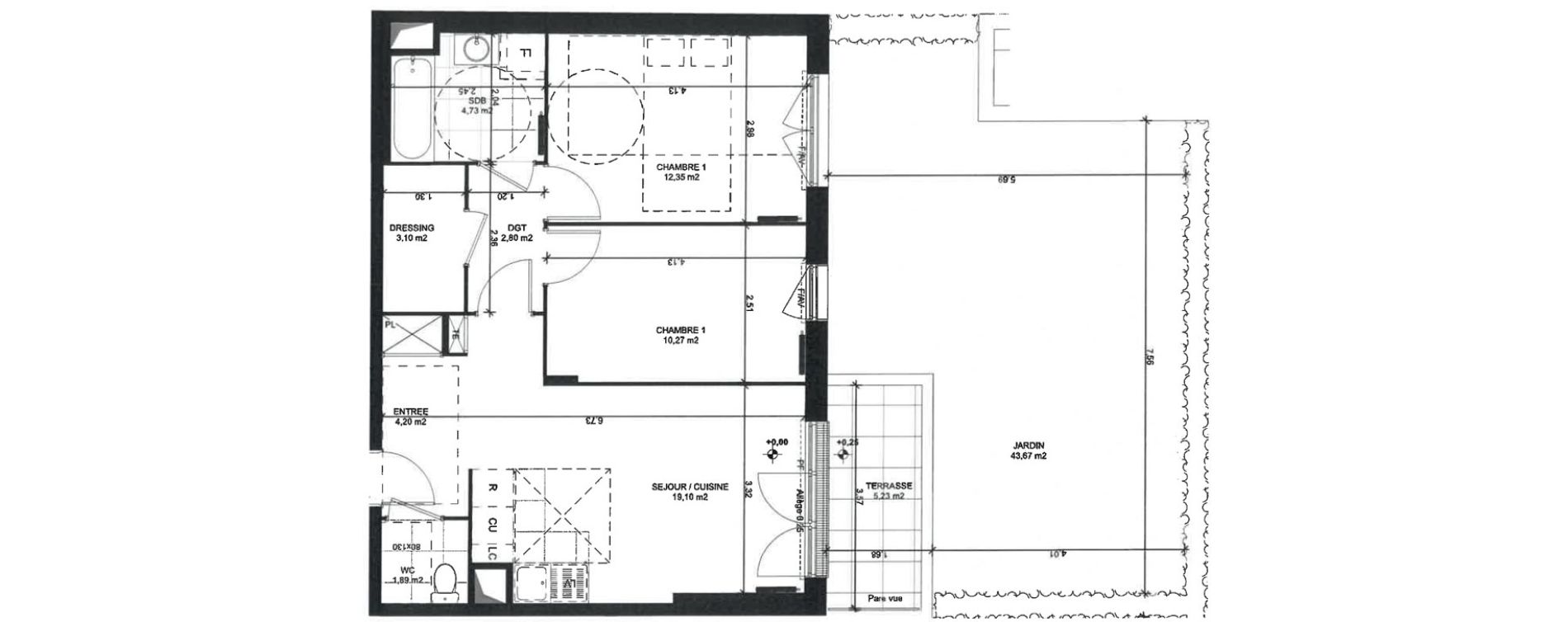 Appartement T3 de 58,44 m2 &agrave; Sainte-Genevi&egrave;ve-Des-Bois Liers