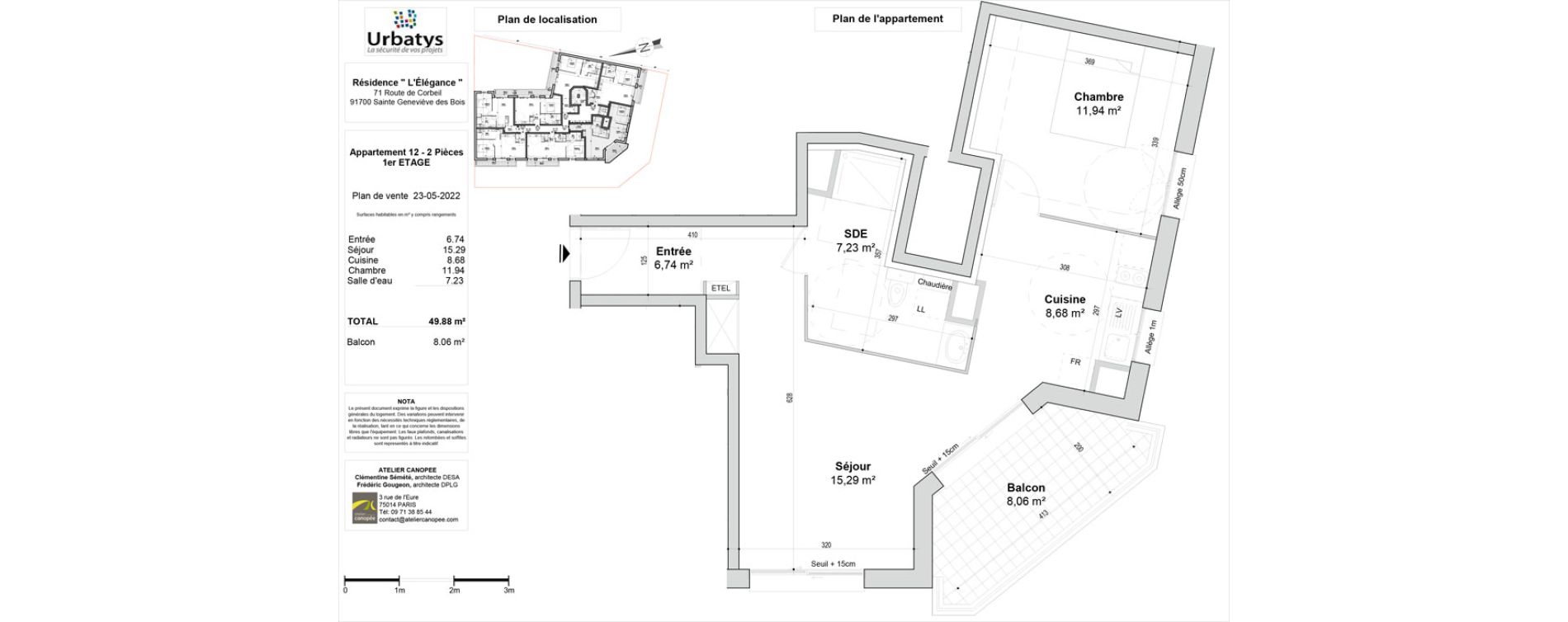 Appartement T2 de 49,88 m2 &agrave; Sainte-Genevi&egrave;ve-Des-Bois Ferdinand buisson