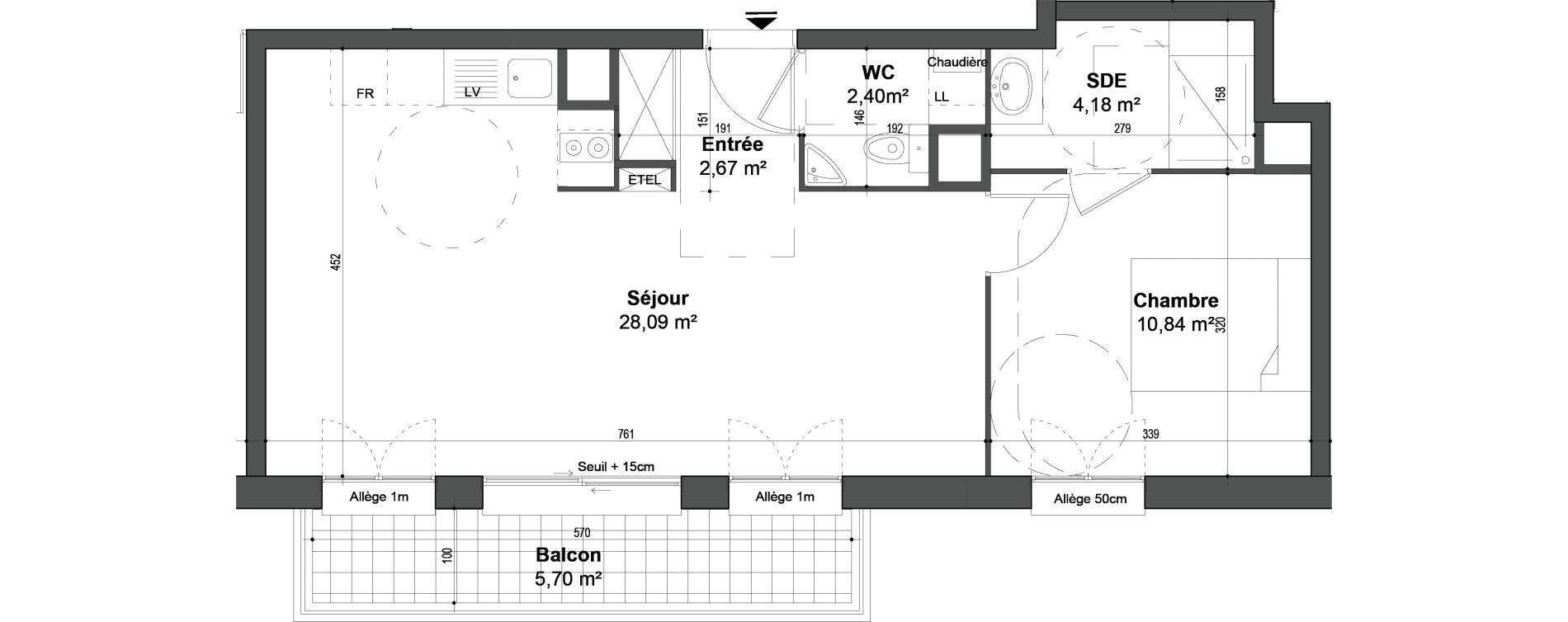 Appartement T2 de 48,18 m2 &agrave; Sainte-Genevi&egrave;ve-Des-Bois Ferdinand buisson