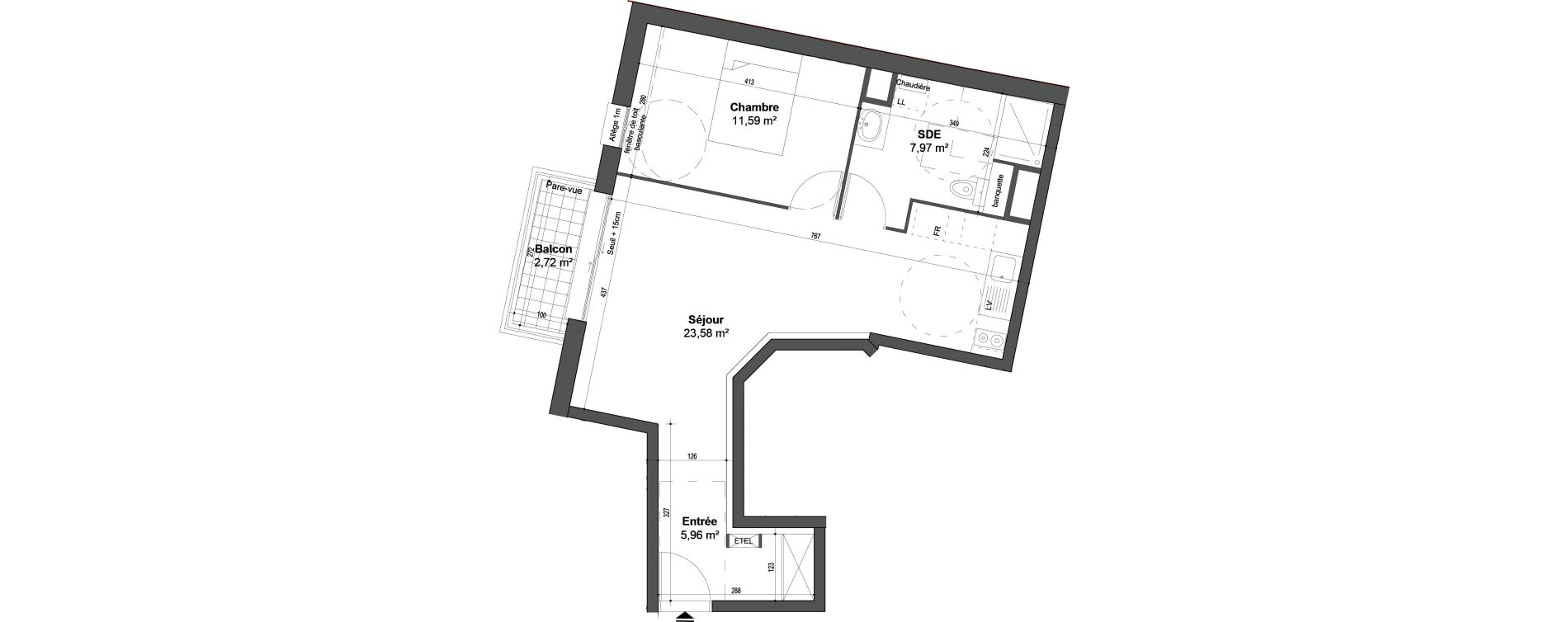 Appartement T2 de 49,10 m2 &agrave; Sainte-Genevi&egrave;ve-Des-Bois Ferdinand buisson