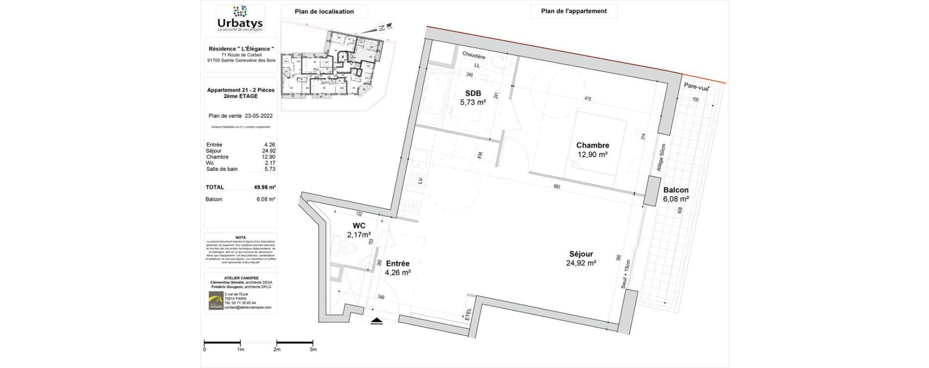 Appartement T2 de 49,98 m2 &agrave; Sainte-Genevi&egrave;ve-Des-Bois Ferdinand buisson