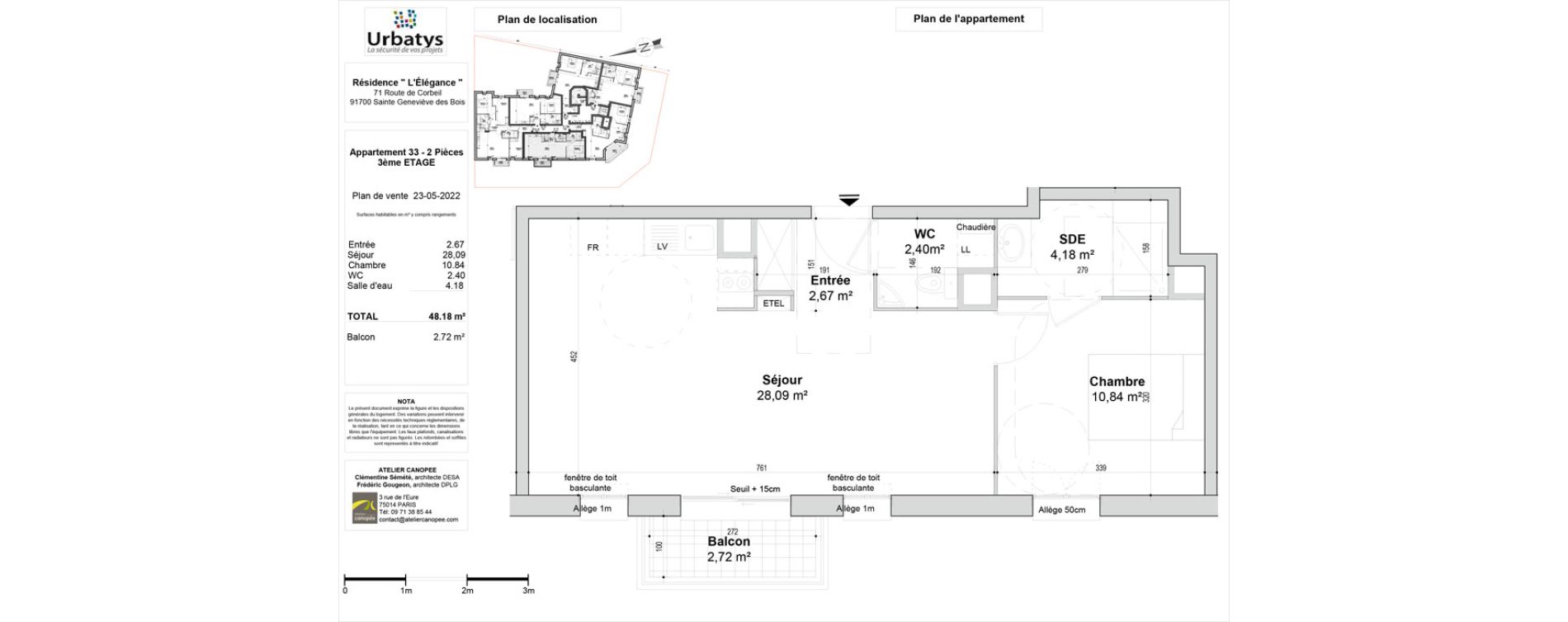 Appartement T2 de 48,18 m2 &agrave; Sainte-Genevi&egrave;ve-Des-Bois Ferdinand buisson